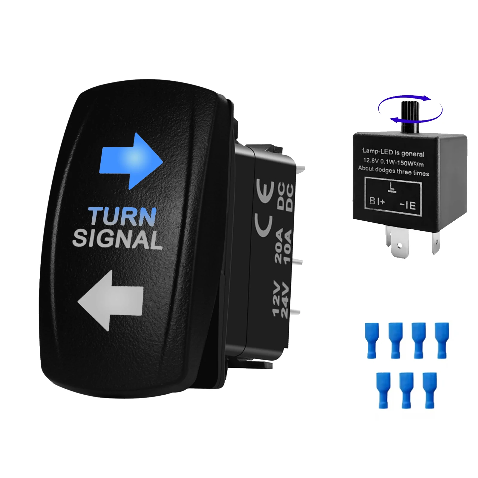 Universal Turn Signal Rocker Switch 3 Way ON OFF ON Switch with Blinker Flasher Relay for ATV UTV RV Polaris 4WD Tractor RZR SXS