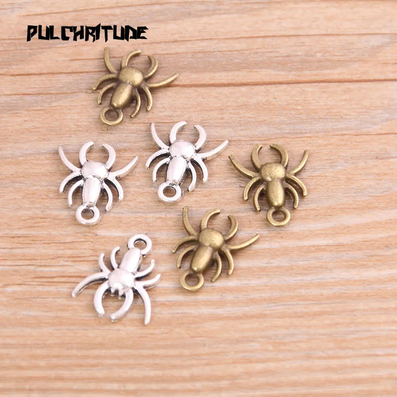 20PCS 14*17mm New Product Two Color Spider Charms Animal Pendant Jewelry Metal Alloy Jewelry Marking