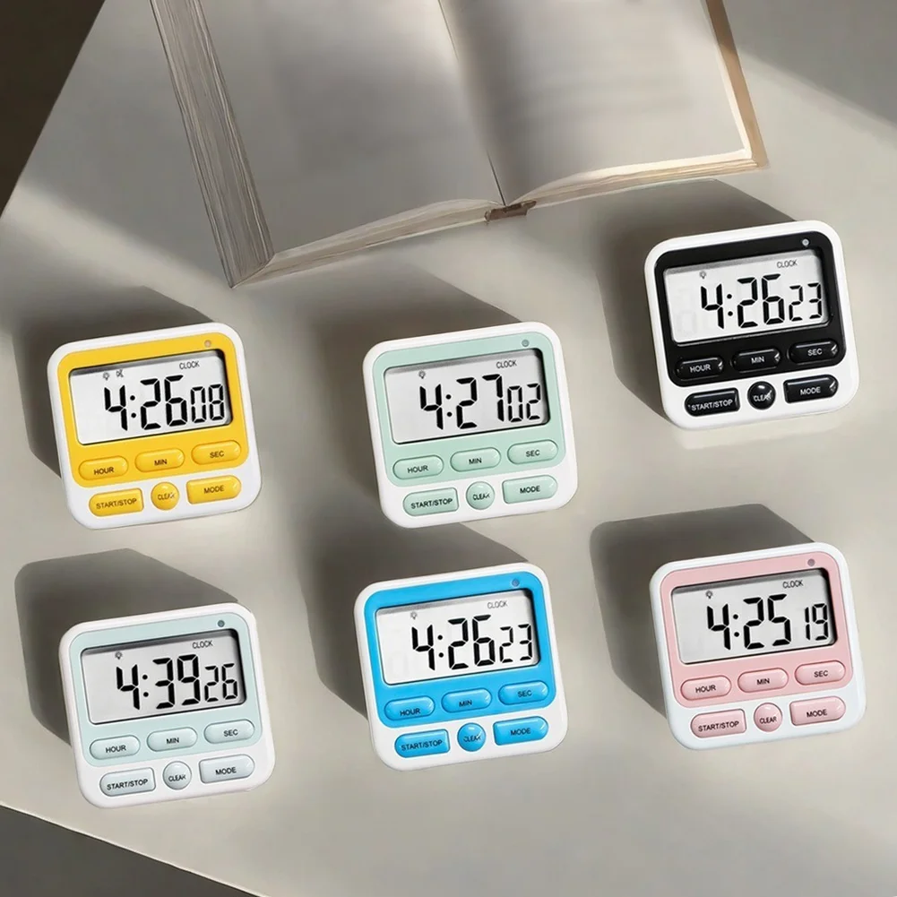 Silent Magnetic Kitchen Timer Digital Display 24H Countdown Dual Alarm For Cooking Study Baking Electronic Stopwatch Tool