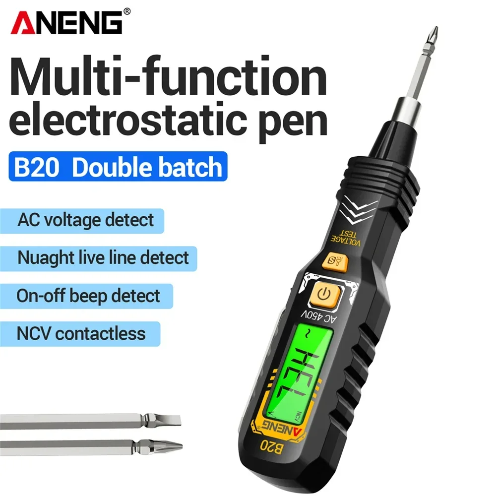 ANENG B20 tournevis à Double tête reconnaissance intelligente 11V ~ 450V détection de tension ca stylo de test de compteur numérique croisé à fente à Double usage