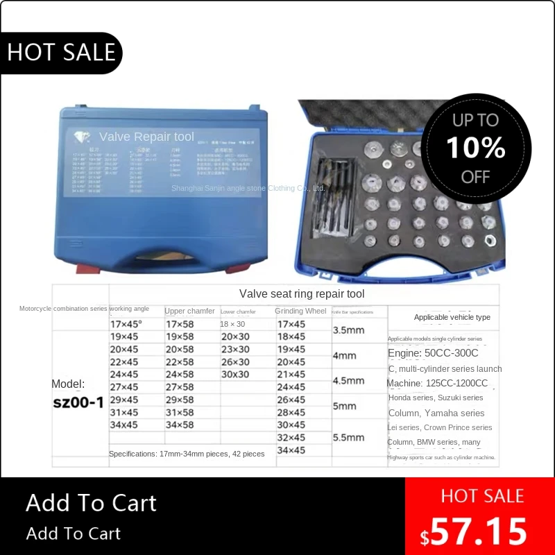 

08170 17-34 мм автомобильный набор разверток седла клапана 22 мм-38 мм высококачественный инструмент для ремонта седла клапана шлифовальный круг Motorc