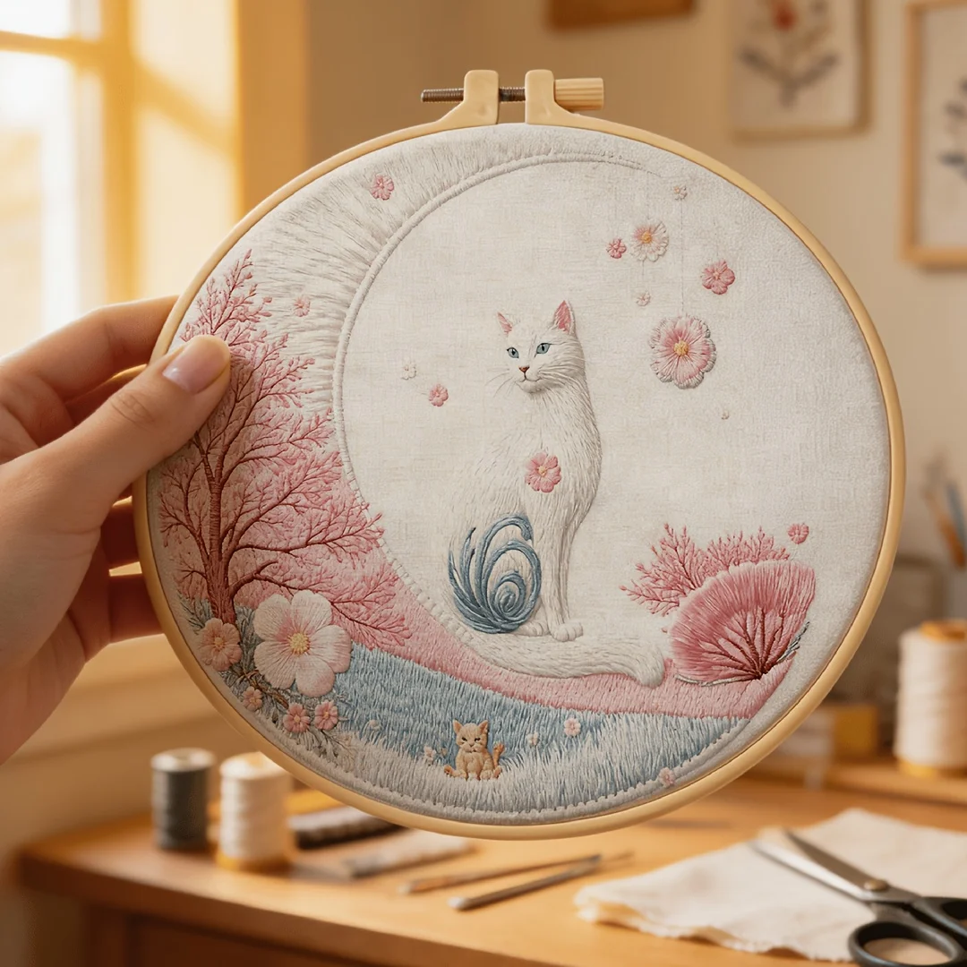 Complete DIY Embroidery Starter Kit With Printed Pattern,Hoop & Threads,Handcraft DIY Project for Home Wall Decoration