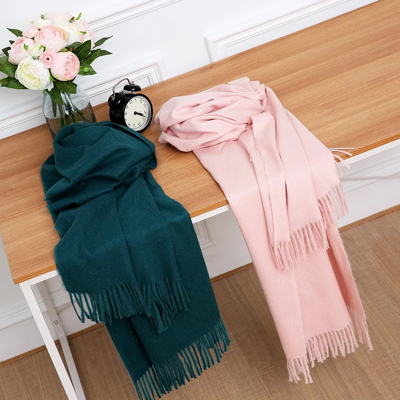 Solid Cashmere Pashmina Winter Warm Scarf Women Shawl Long Tassel Speckled Color Wraps Soft Feeling