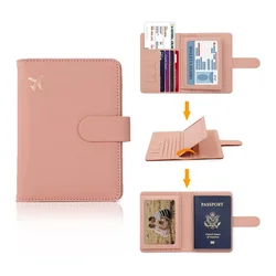 Women Travel Passport Cover Case Black Pink PU Leather Credit Card Holder Case Covers Wallet Men Ticket Protective Cover Case