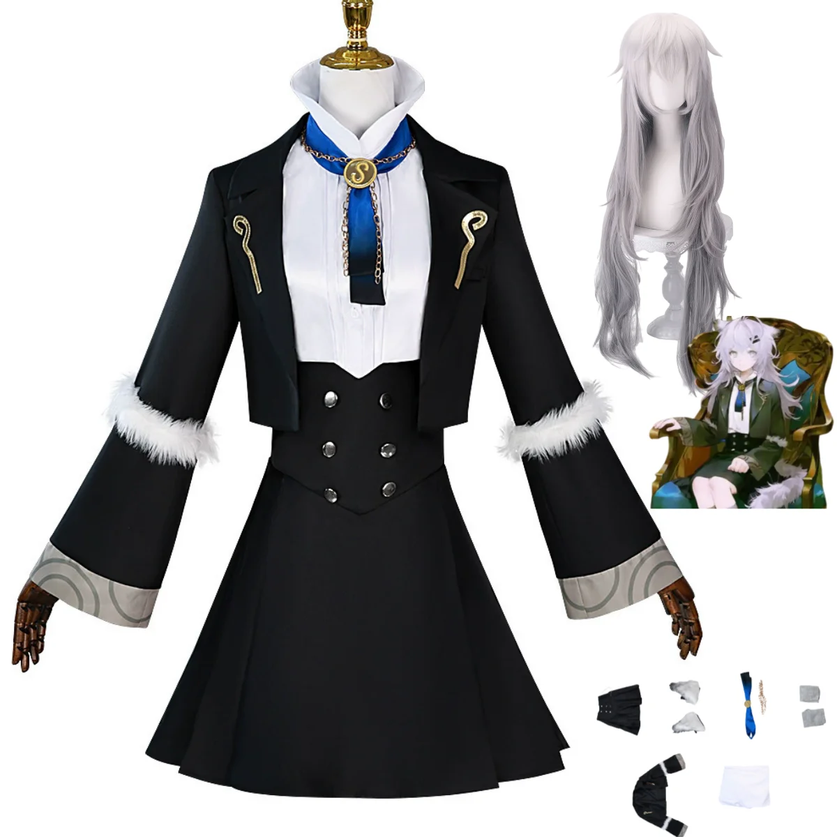 

2025 Anime Game Arknights Operator Lappland Cosplay Costume Young Wig Coat Skirt Uniform Full Set Woman Cute Birthday Party Suit