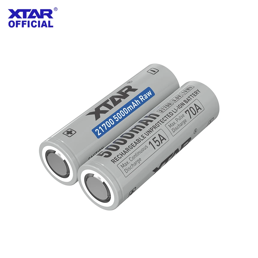 XTAR 4/8PCS 3.6V 21700 5000mAh RAW 충전식 리튬 이온 배터리 (보호 회로 보드 없음) 15A 방전 500+ 사이클