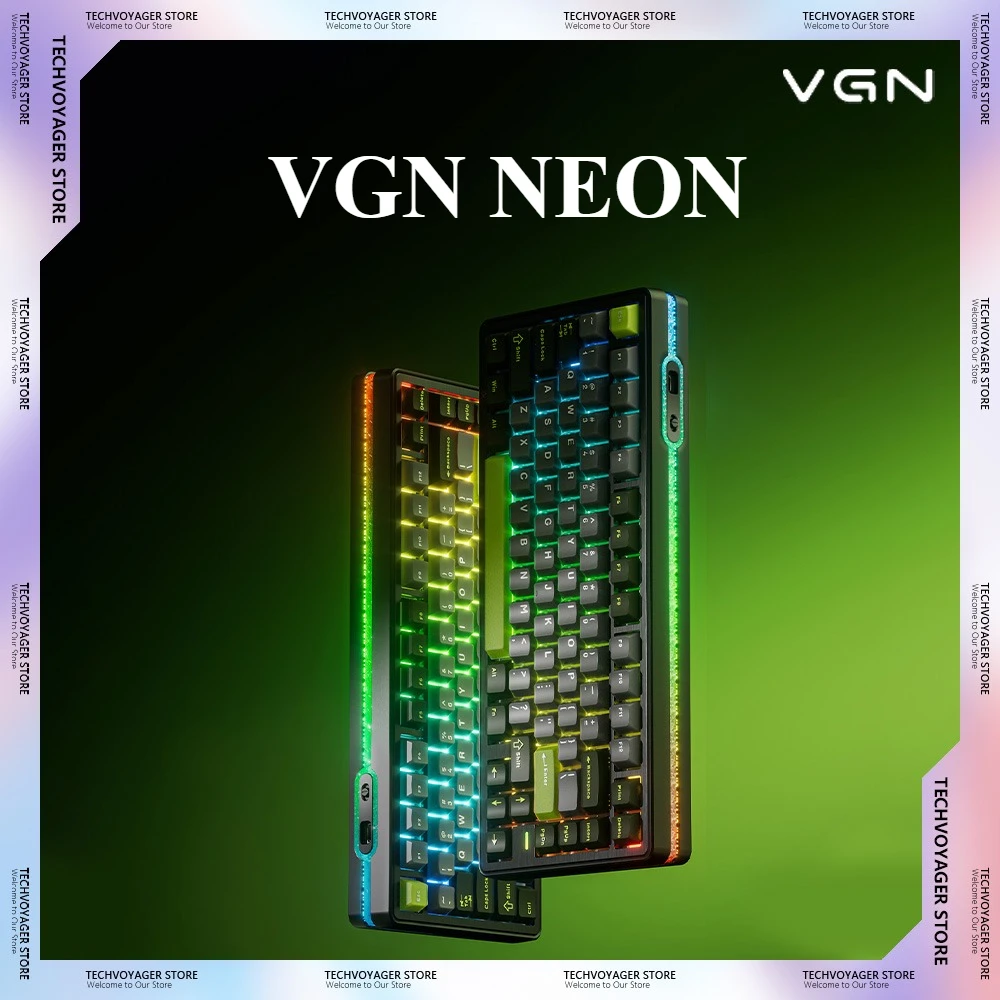 

VGN неоновая магнитная клавиатура с переключателем RGB горячей замены, беспроводная Bluetooth, трехрежимная игровая клавиатура на заказ, аксессуары для ПК, киберспорта, подарки