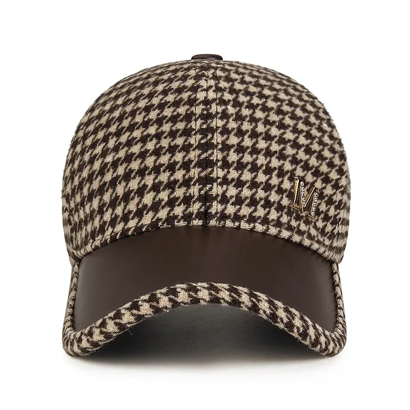 Sports Running Girl Trucker Hat Fashion Plaid Female Baseball Cap For Women Keep Warm Winter Wool Houndstooth Versatile Outdoor