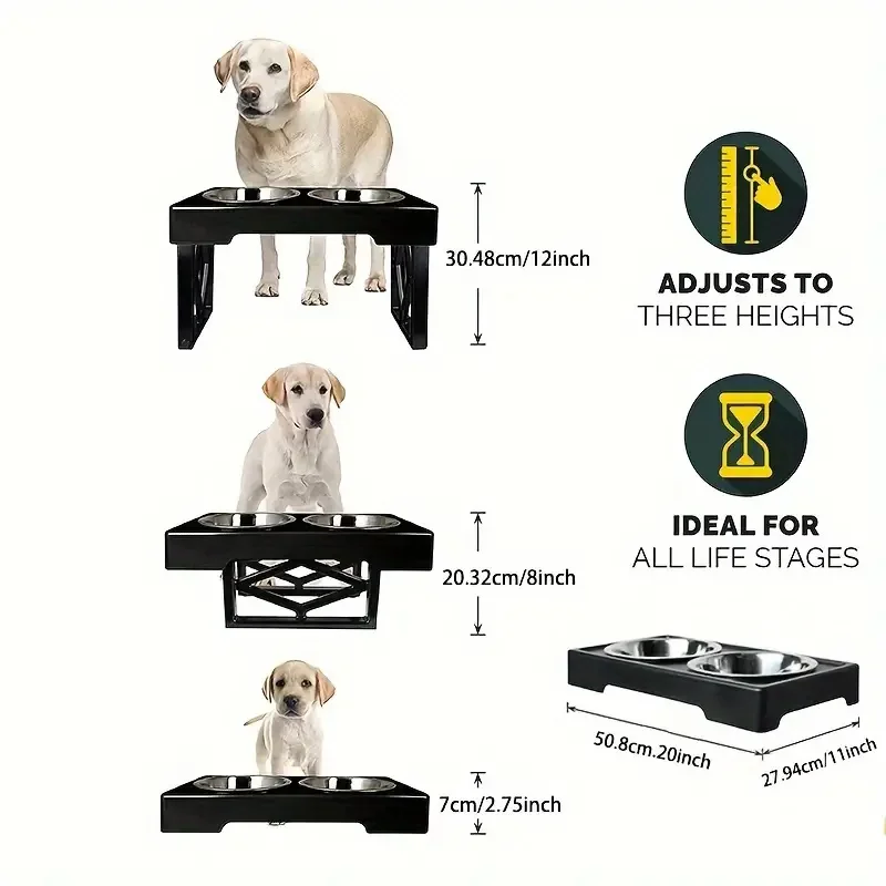 Pet Supplies Bowl Dog Bowl Drinking Water Feeding Double Bowl Lifting Bowl Rack Cat Slow Food Bowl Stainless Steel Pet Rice Bowl