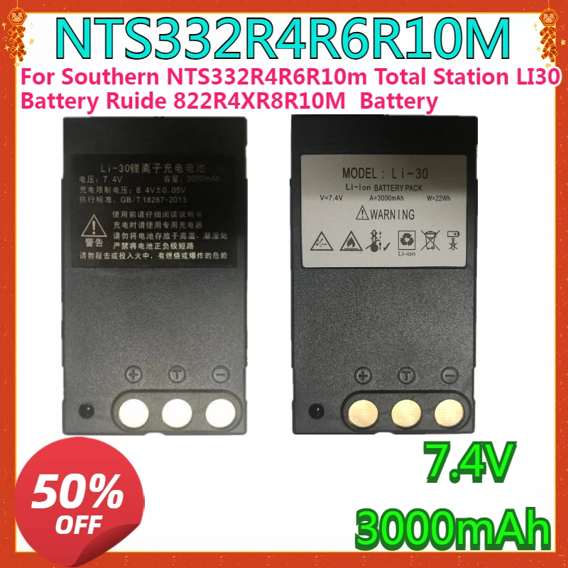

Новый высококачественный сменный аккумулятор для тахеометра Southern NTS332R4R6R10m LI30 Ruide 822R4XR8R10M 7,4 В 3000 мАч