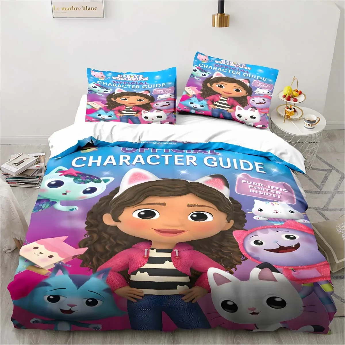 

Gabby's Dollhouse Bedding Set Kawaii Bed Linen Set Single Double Size Home Decor For Girls Kids Cartoon Cute Cat Duvet Cover Set