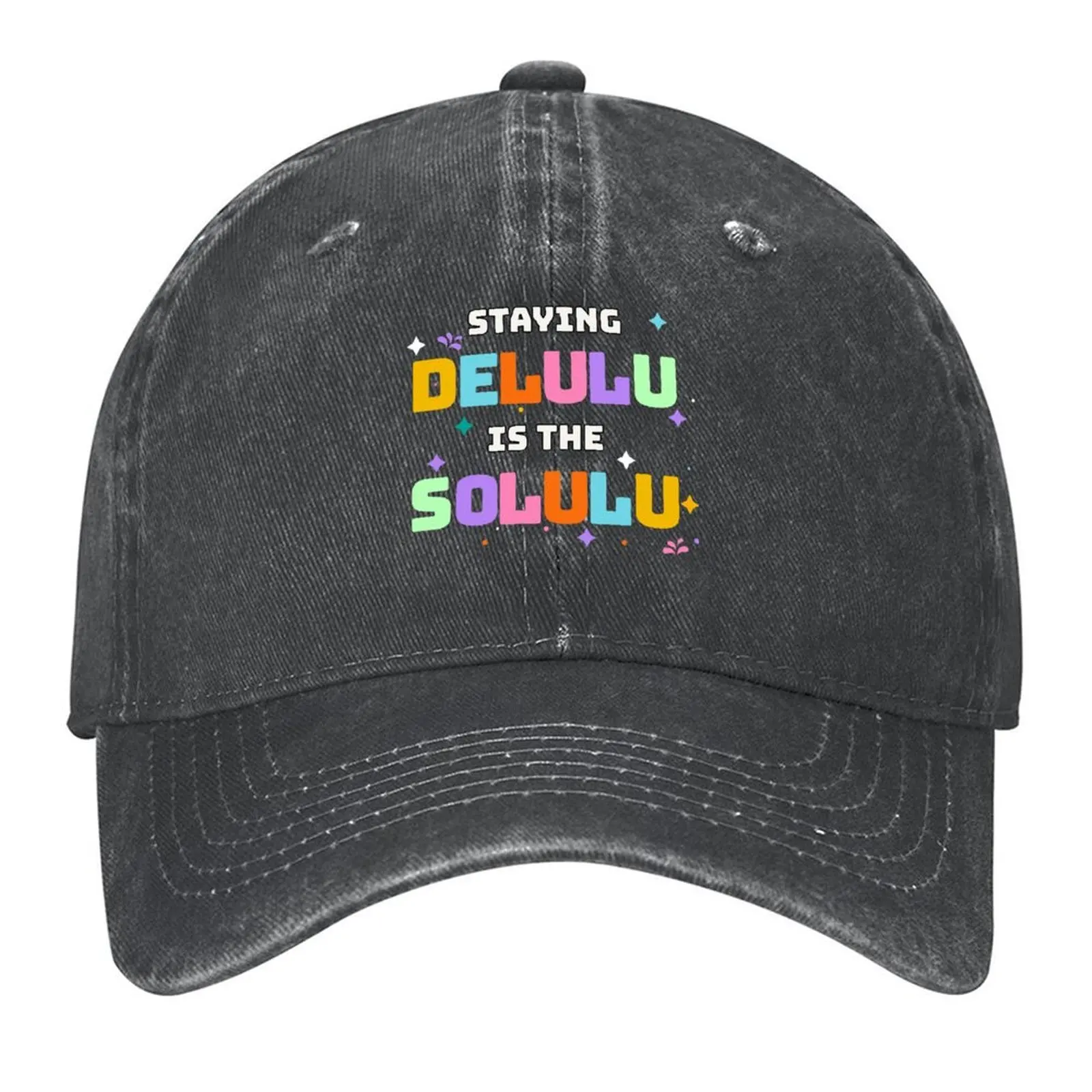 

staying delulu is the solulu Baseball Cap Hat Baseball Cap Snapback Cap fun hats black Women's Men's