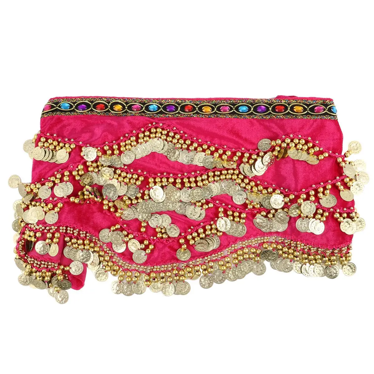 

Indian Waist Dance Chain Belly Dancer Belt Green Dress Hip Scarf Sequins Rosy Skirt Women Accessories Lightweight Practice