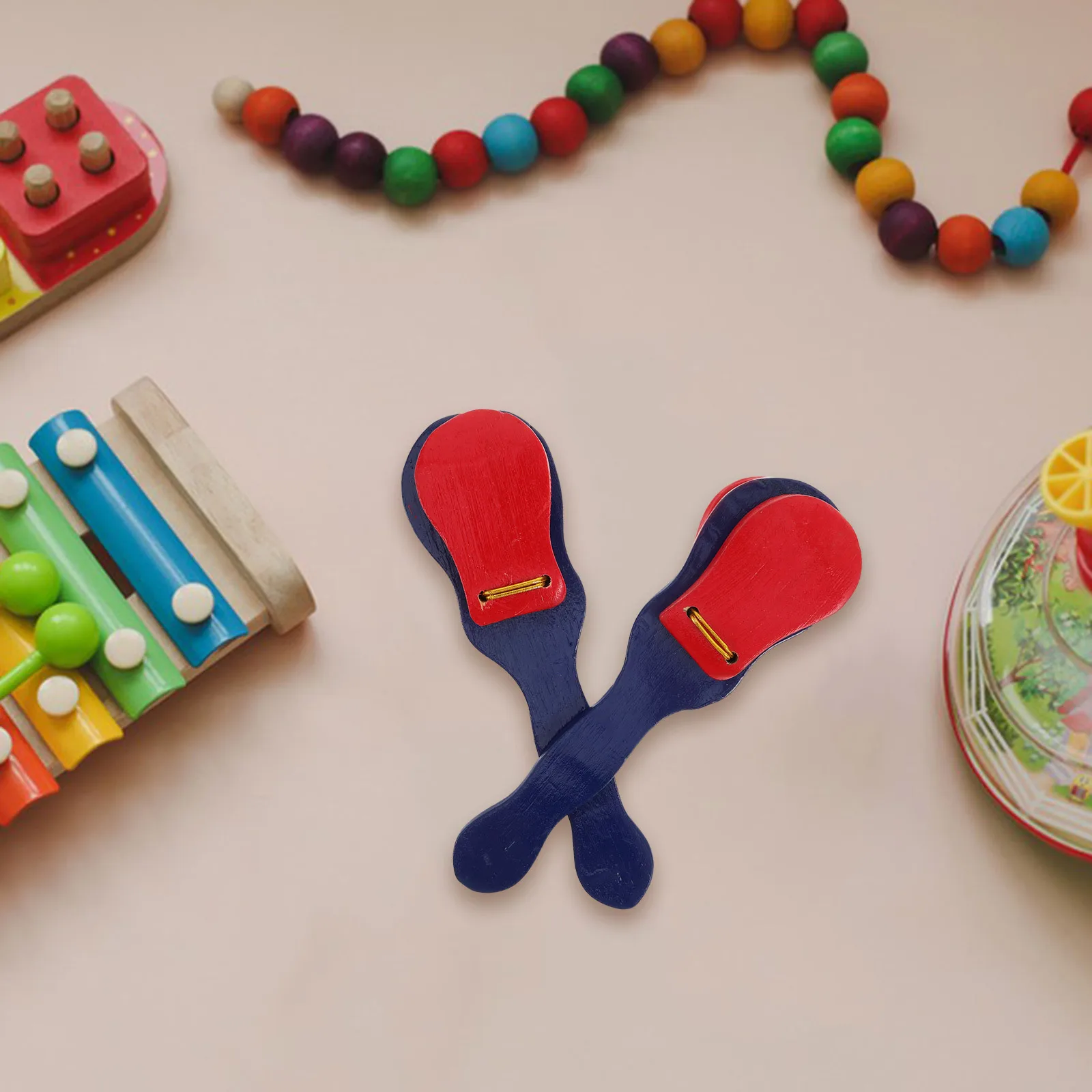 

1 Pair Kids Wooden Castanets Clappers Rhythm Instruments For Toddlers Early Education Music Preschool Classroom Percussion Sound