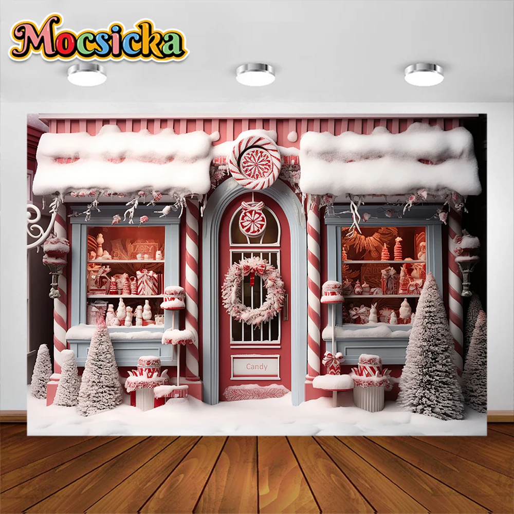 

Mocsicka Christmas Photography Backdrop Pink Castle Gifts Baby Portrait Photographic Family Party Backgrounds Photo Studio Props