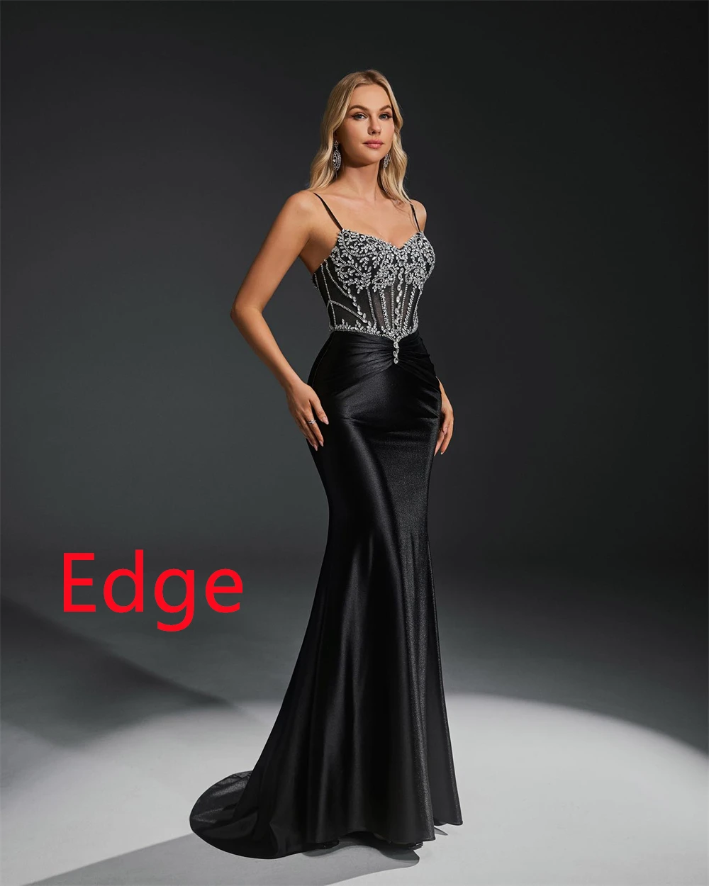 Customized Mermaid Sexy Satin Evening Dress Formal Spaghetti Straps Prom Dress Temperament Court Train Special Occasion Gowns