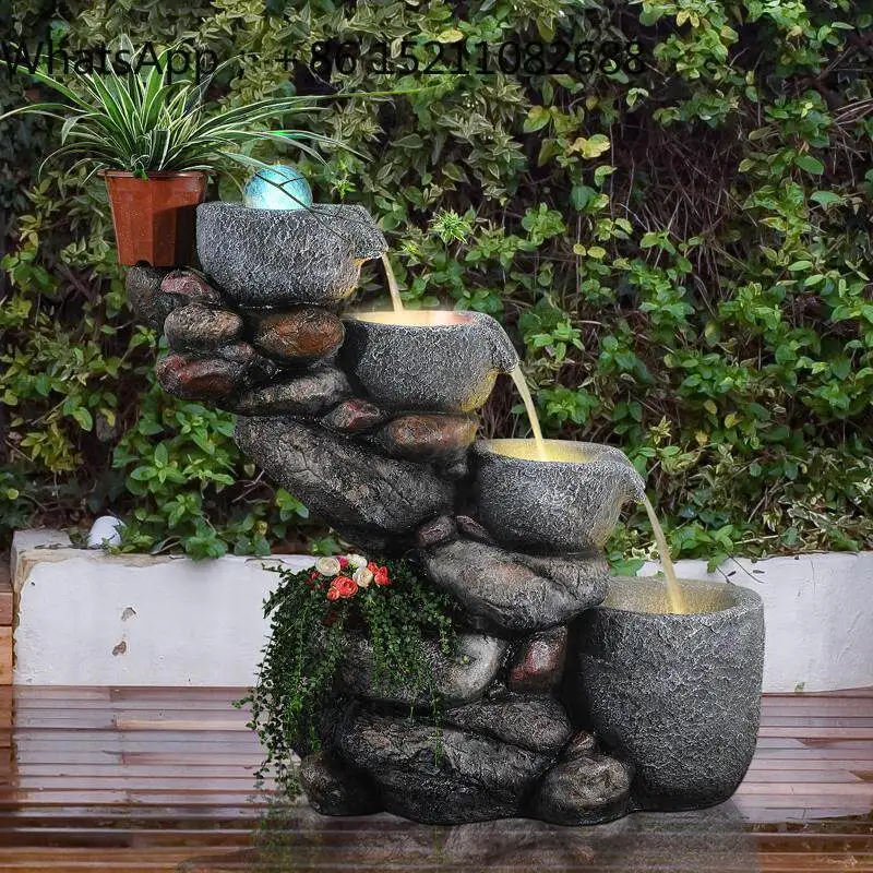 LLY rockery fountain small fish pond balcony outdoor garden layout lucky courtyard circulation landscaping ornament