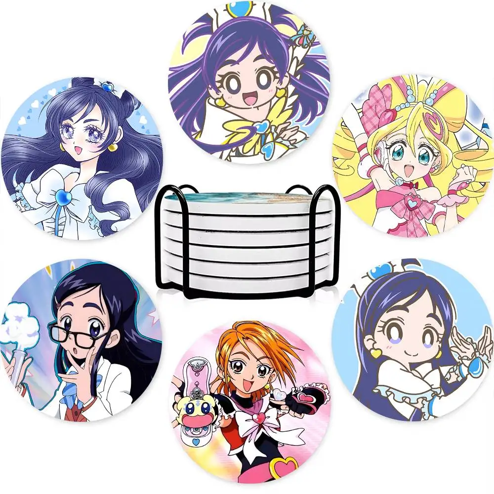 1pc Anime Futari Wa Pretty Cure Wooden Coaster Colour Printing Cup Mat Home Desk Decoration Gifts