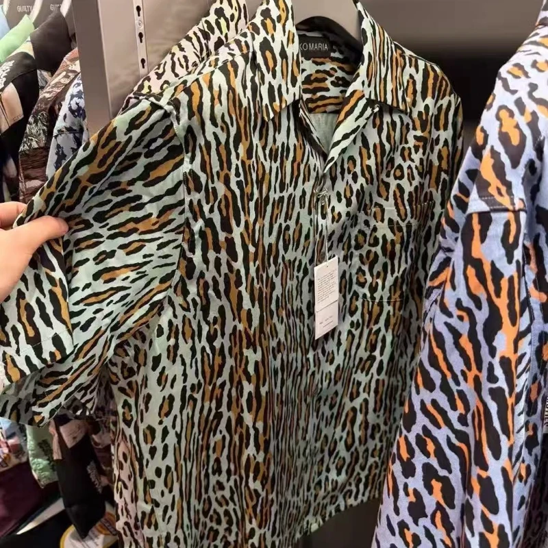 

WACKO Leopard Print Shirts High Quality Loose Casual Beach Men Women Hawaiian Short-sleeved Shirts