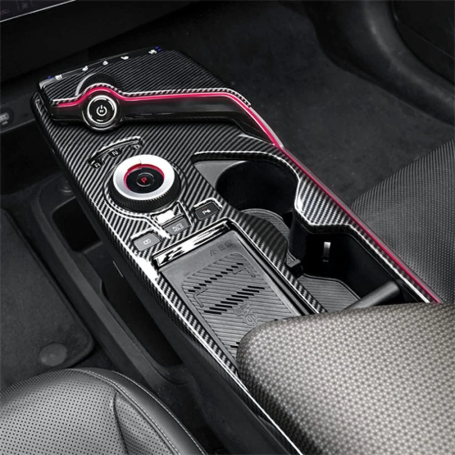 For Kia EV6 2022-2024 ABS Central Control Gear Shift Panel Cover Trim  LHD RHD EV6 Carbonfiber Pattern Shift Decoration Protect