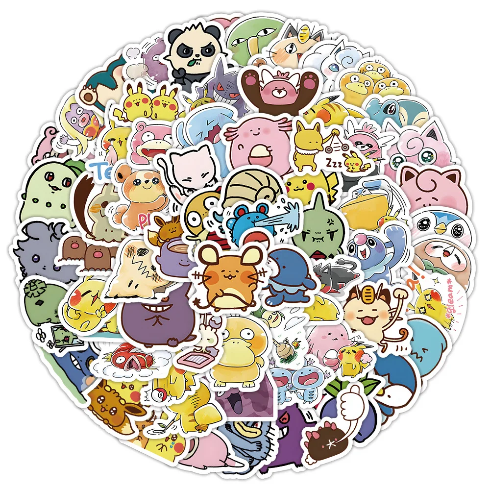 10/30/50PCS Kawaii Pikachu Cute Anime Pokemon Stickers Waterproof Graffiti Car Phone Skateboard Bulbasaur Cartoon Decals Kid Toy