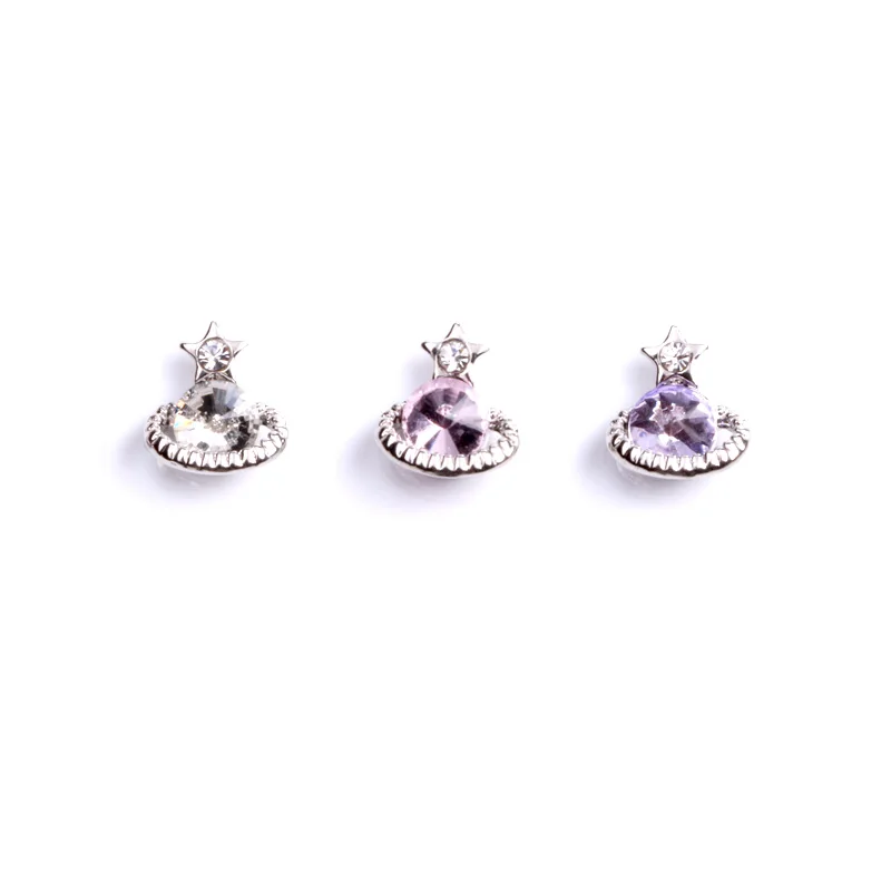 TSZS 10 unids/lote Metal pequeño planeta diamante uñas figuras encanto 3D piezas de uñas accesorios de decoración artística hogar DIY