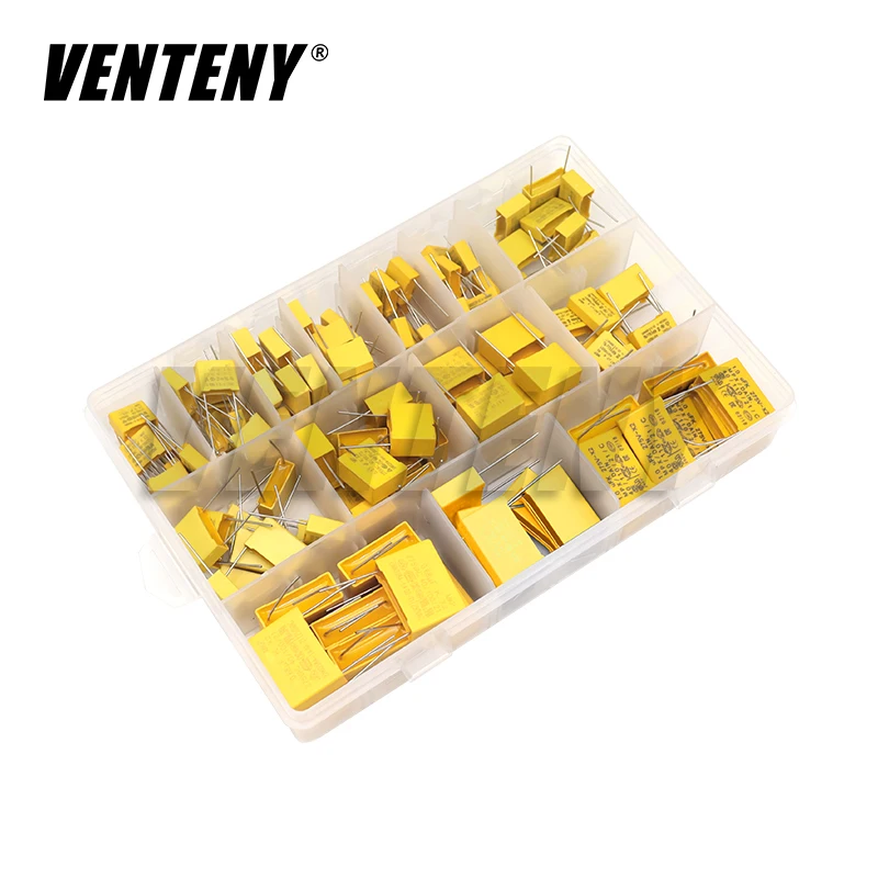 135pcs Polypropylene Film X2 Safety Capacitor Assorted Kit 275VAC 14Values 102K-105K 1NF-1UF Sample Set