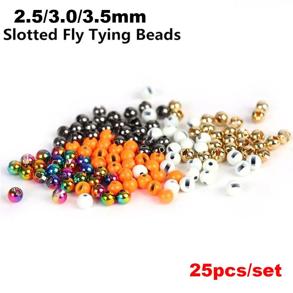 25Pcs/lot Durable High Quality Fishing Nice-Designed Slotted Bead Fly Tying Material Tungsten Alloy Tungsten Beads