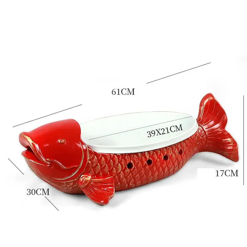 Special artistic conception dish plate hotel restaurant fish plate irregular dry ice smoking smoke utensils carp shape tableware