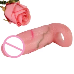 FRKO Real White Penis Enlargement Sleeve Cock Ring Delay Enjaculation Dick Penis Extender Erotic Sex Toys For Men Couples