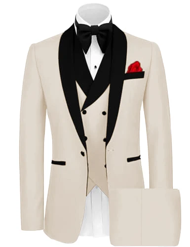 

Customized Shawl Lapel Men's Formal Suit Slim Fit 3-Piece Set with Blazer Vest And Pants Comfortable Wedding Groomsmen Attire
