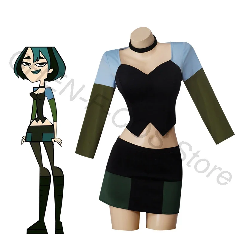 Total Drama Island Gwen Cosplay Costume Top Skirt Anime TV Role Play Uniform Accessories Halloween Christmas Carnival Full Set