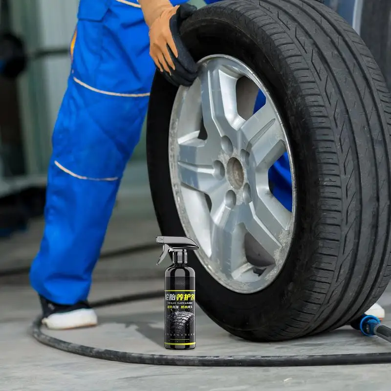 Car Tire Polish Wax 500ml Tire Brightener With Applicator Sponge Long Lasting Protection Car Tire Cleaning Spray For Car Truck image 6
