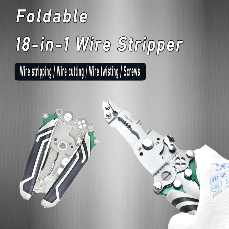 18 In 1 Foldable Wire Stripper,Multifunctional Wire Stripper,Multifunction Wire Stripper,Electrical Pliers-AT36