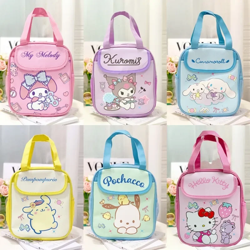 Sanrio Kawaii 1pc Insulated Fashionable Portable Lunch Bag Cute Cartoon HelloKitty Kuromi Cinnamoroll Design Reusable Lunch Box