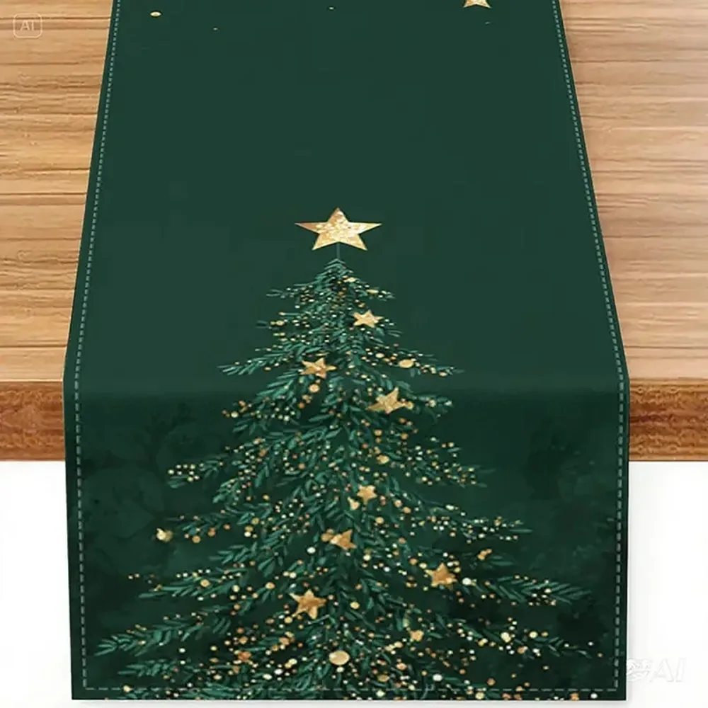 Linen Table Runner Christmas Highl Cow with Poinsettia Crown Off White Farmhouse Table Decor  Holiday