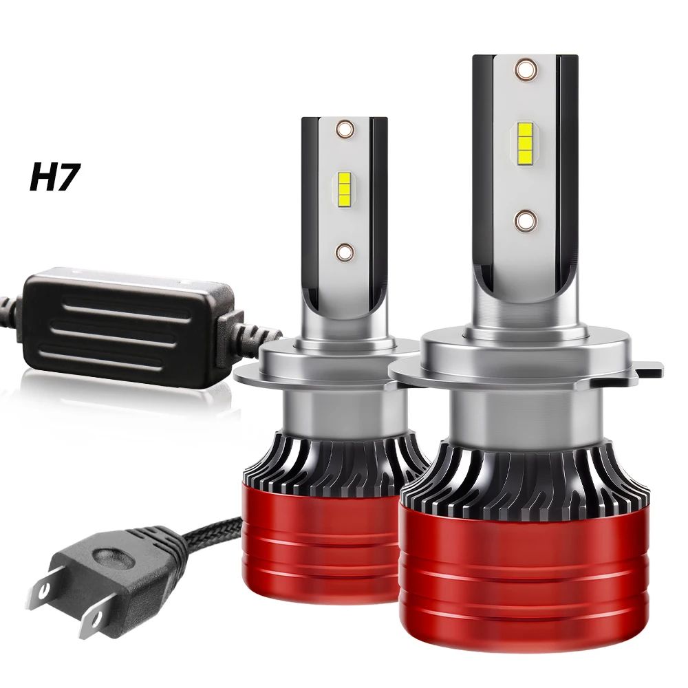 Car LED Headlight Bulbs H7 Imported 3570 CSP 6000k White Internal Driver Replacement Light Bulbs 9005/9006/H11