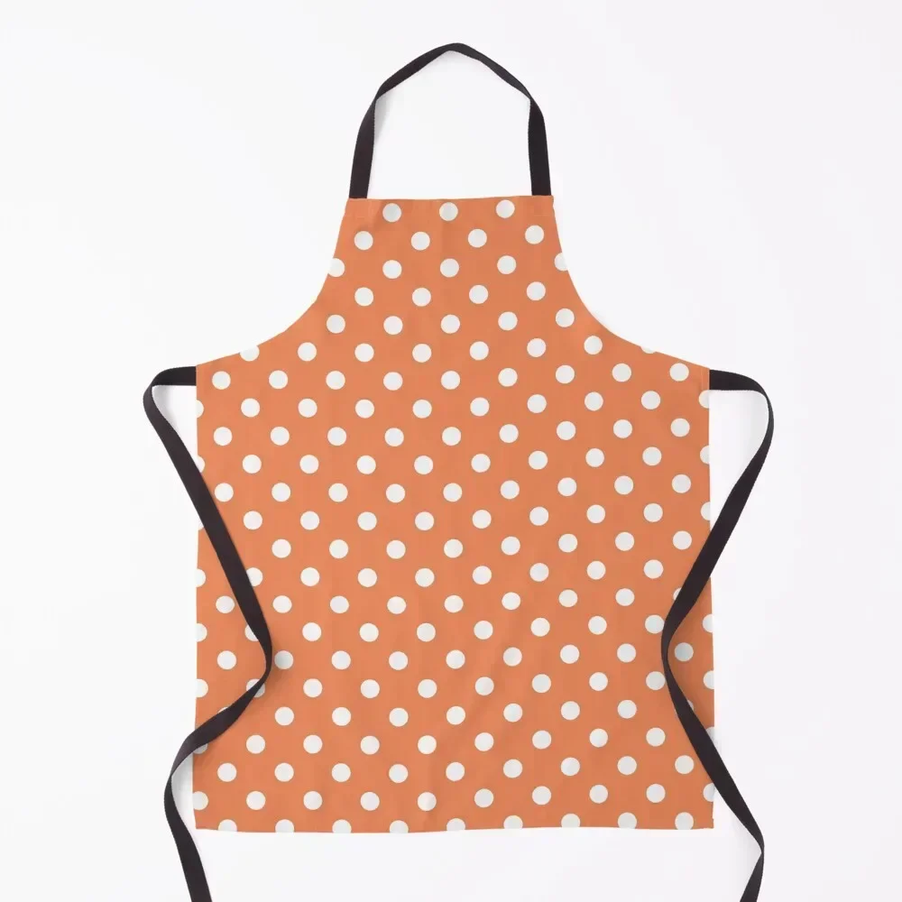 

Orange and White Polka Dots Pattern Apron New year's Kitchen Handle For Women Cleaning Products For Home Kitchens Woman Apron