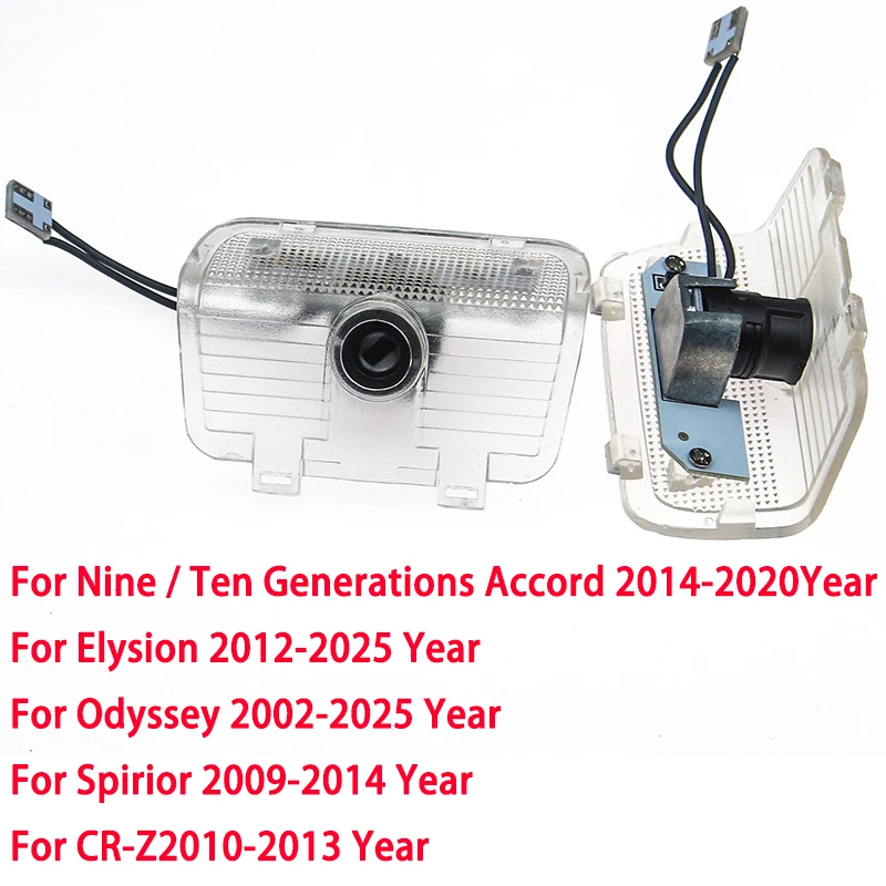 2Pcs White LED Car Door Welcome Lights Projector Lamps For Honda Civic FIT Accord Prelude CRV 5th City CRZ CRX Jazz HRV Pilot