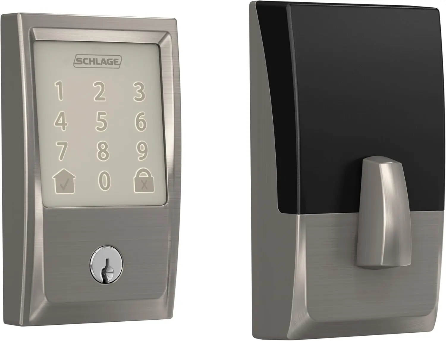 Encode Smart Wi-Fi Deadbolt with Century Trim in Satin Nickel