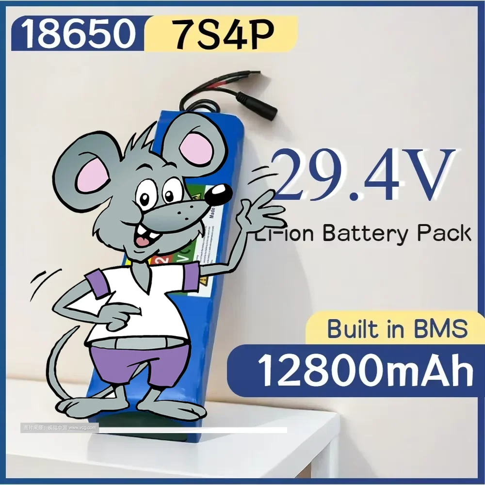 

18650 Lithium Ion Battery Pack 7S4P 29.4V 12800mAh,suitable for children's motorcycles,DIY electronic tools,electric wheelchairs
