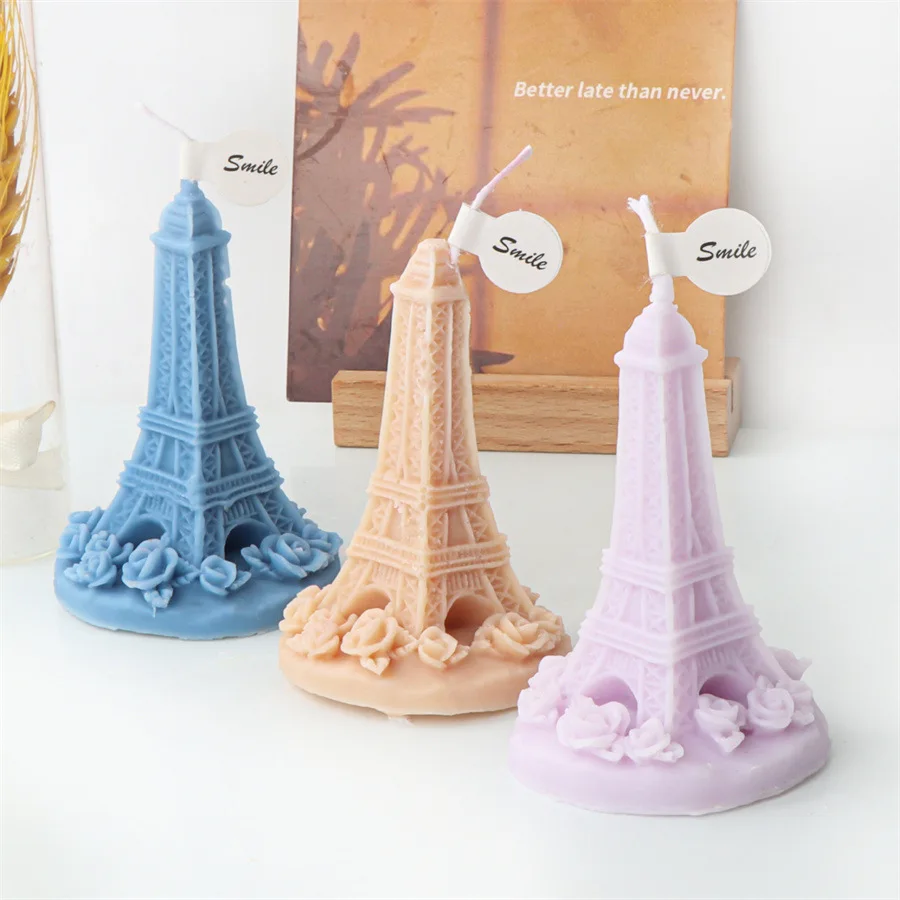 3D Eiffel Tower Candle Silicone Mold DIY Leaning Tower of Pisa Statue Craft Abstract Plaster Candle Making Mould Home Decor Gift