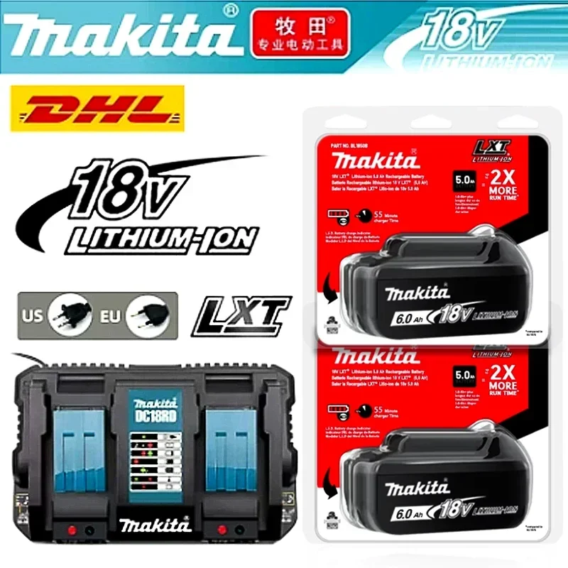 Makita – batterie pour outil électrique rechargeable, emballage d'origine, 18V, 6000mAh, remplace LED lithium-ion LXT BL1860B BL1860 BL1850makita18V