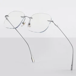 Pure Titanium Customized Lenses Shapes Rimless Glasses Frame Man Optical Prescription Men Business Style Eyeglasses
