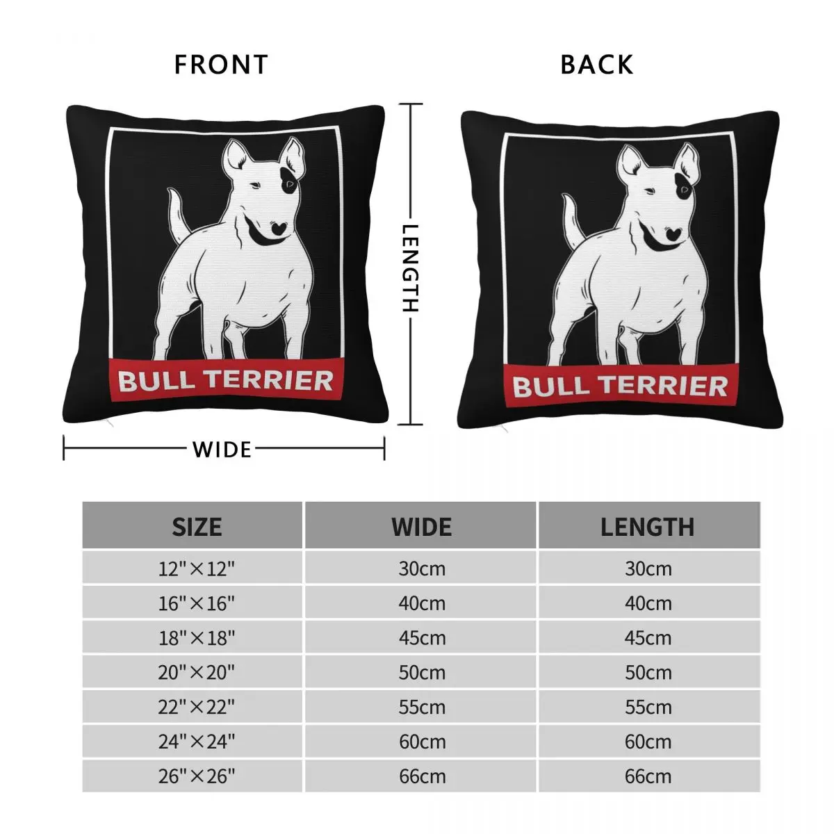 Bull Terrier Dog Square Pillowcase Polyester Linen Velvet Creative Zip Decor Sofa Cushion Cover 18