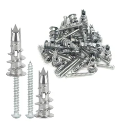 40/80/120Pcs Zinc Alloy Plasterboard Hollow Wall Anchor Set - Self-drilling Expansion Screws with Tapping Screws, Bagged