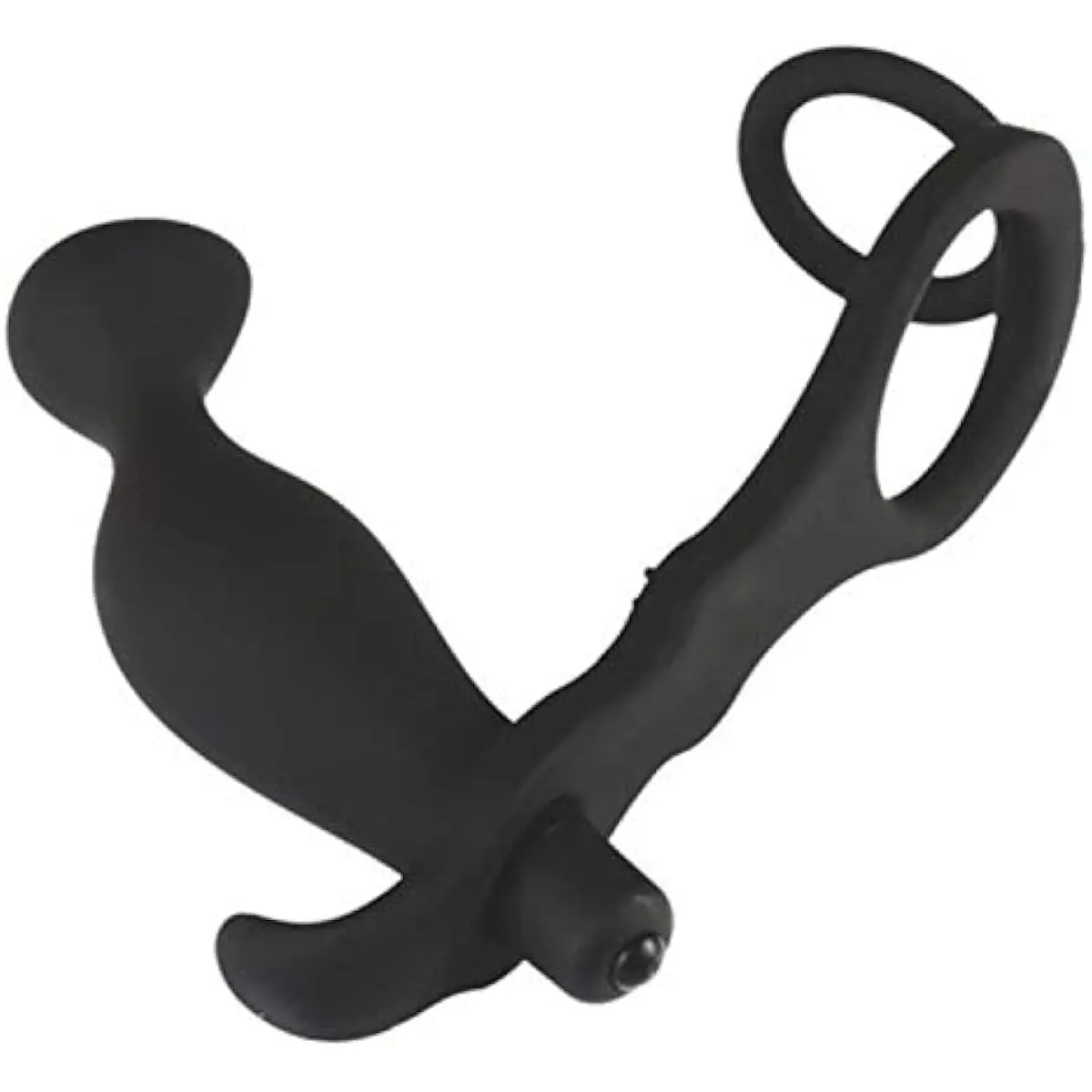 Prostate Massager Butt Plug with Cock Ring Silicone, Black
