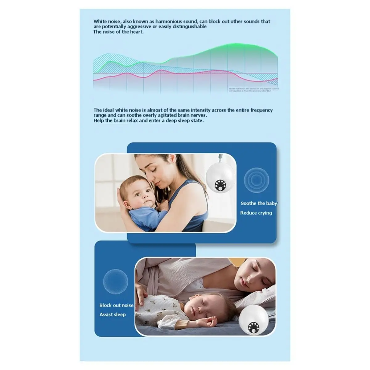 newA10R Infant White Noise Sleep Aid Relaxing Simulated Uterine Environment Sound and Soft Night Light for Peaceful Sleeping Aid