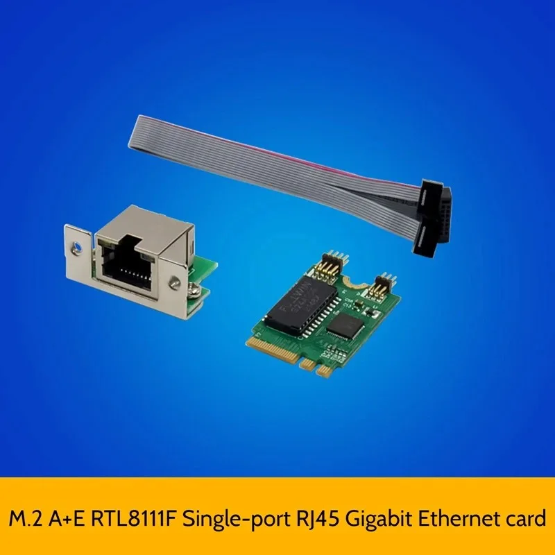 M.2 A+E RTL8111F Gigabit Network Adapter Single RJ45 Port Ethernet Expansion Card with Connecting Cable Kit