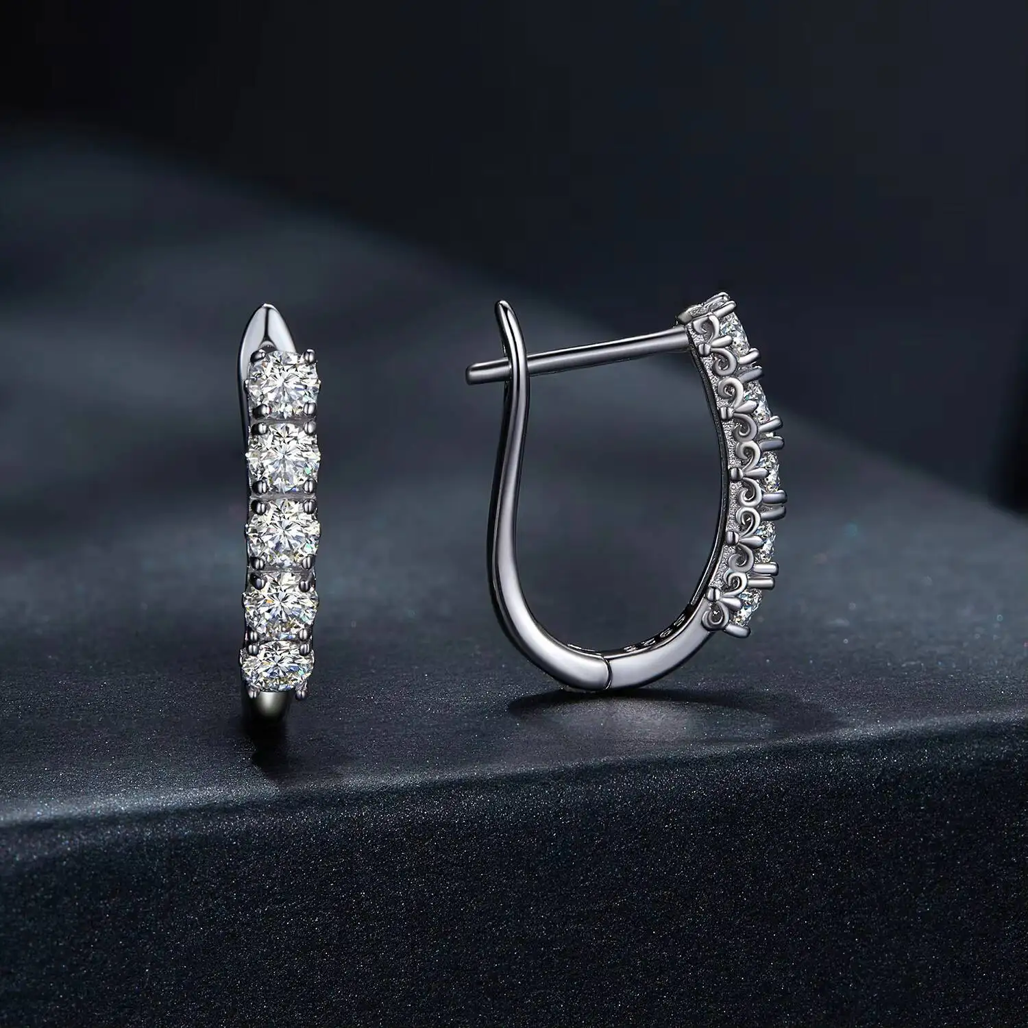 925 Sterling Silver Earrings Moissanite Earrings U-shaped Ear Buckle